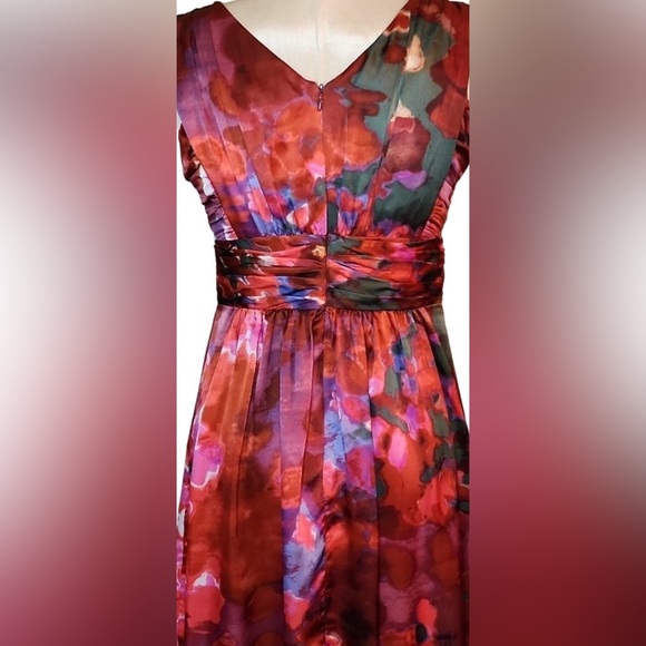 Banana Republic Floral Red Purple Green and Black Dress lined - Picture 6 of 8